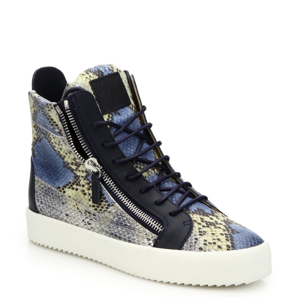 Giuseppe Zanotti Blue snake skin High-Top Sneakers - Picture 2 of 8